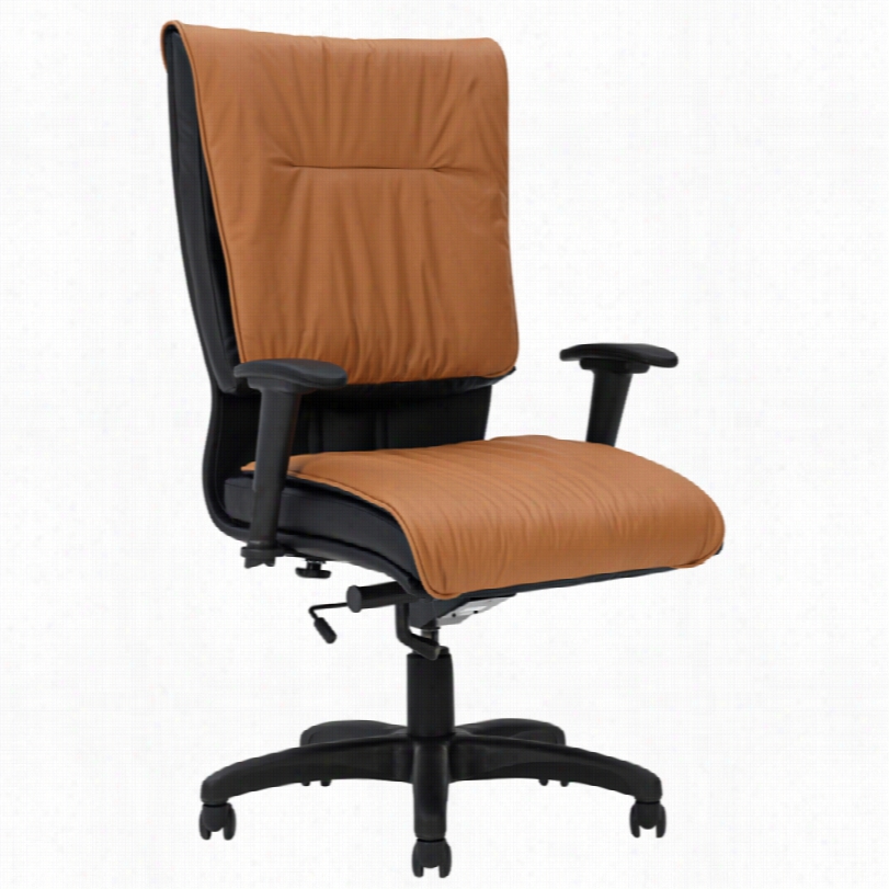 Contemporary Saddlee Tan Leather High-back Adjustable Ooffice Chair