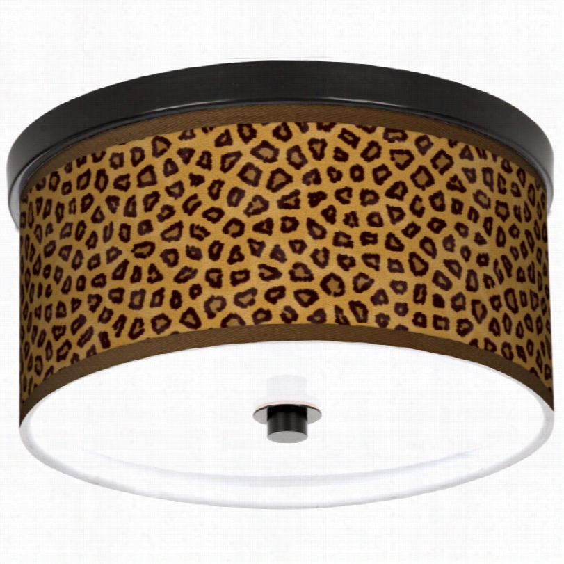 Conttemporary Safari Cheetah Bronze Two Light Flushmount Liight