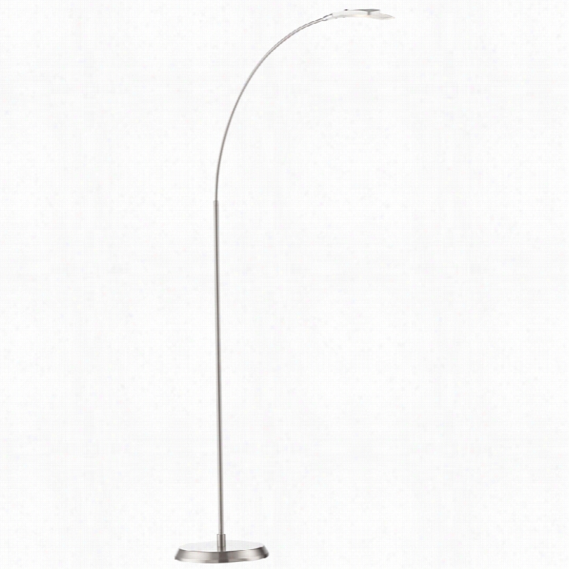 Contemporary Salvo Satin Nickel With Glass Shade Led Floor Lamp