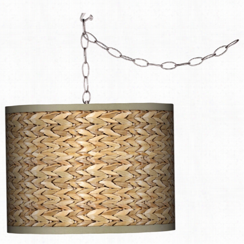 Contemporary Seagrass Print 13 1/2-inch-w Plug-in Swag Style Chandelier