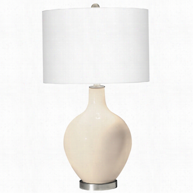 Contemporary Steamed Milk White Linen Shade 28 1 /2-inch-h Ovo Table Lamp