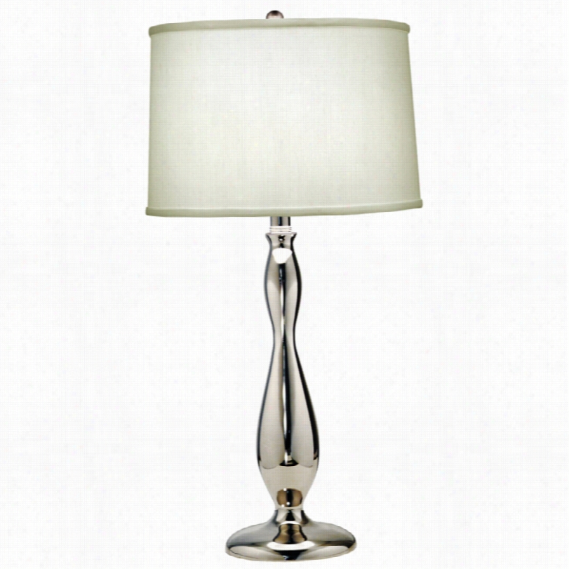 Contempoary Stiffel Polished Nickek Adn Pearl Satin 28-inch-h Table Lamp