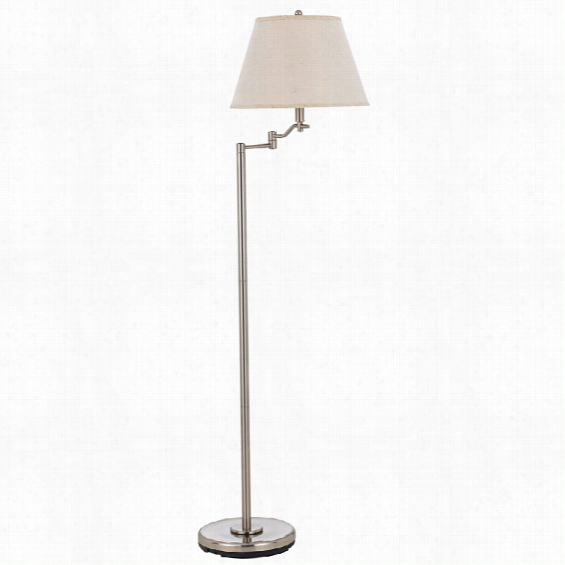 Contemporary Stila Steel With Hardback Burlap Shade Adjustable Floor Lamp