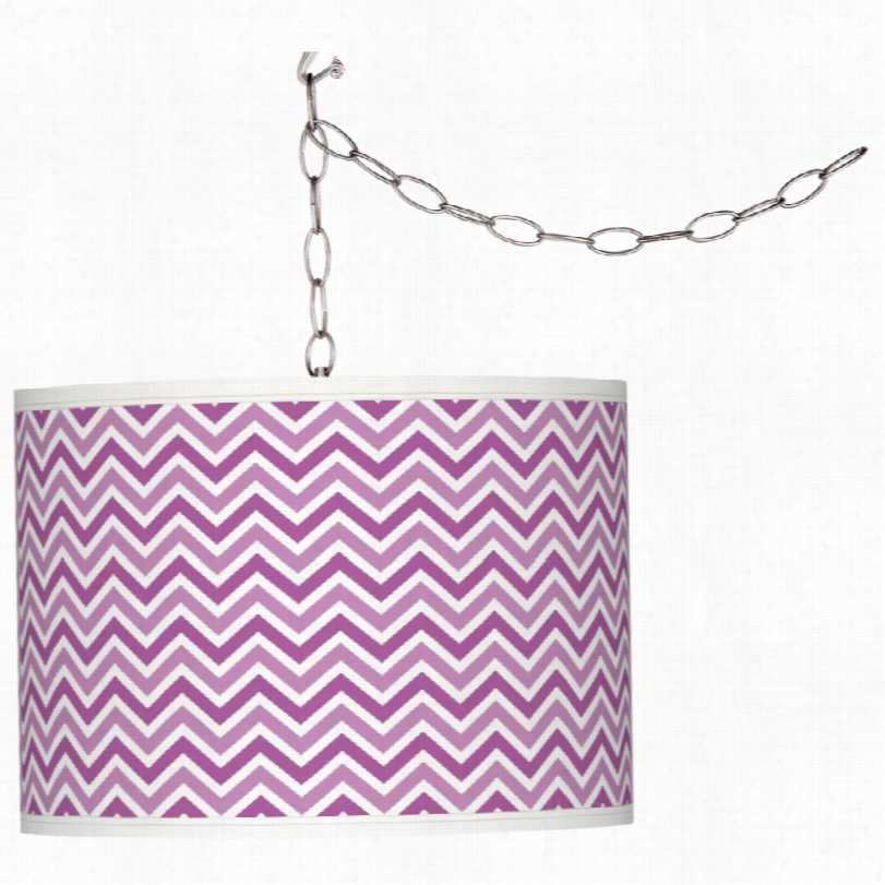 Contem Porary Swag Style Radiant Orchid Narrow Zig Zag Plug-in Pendant