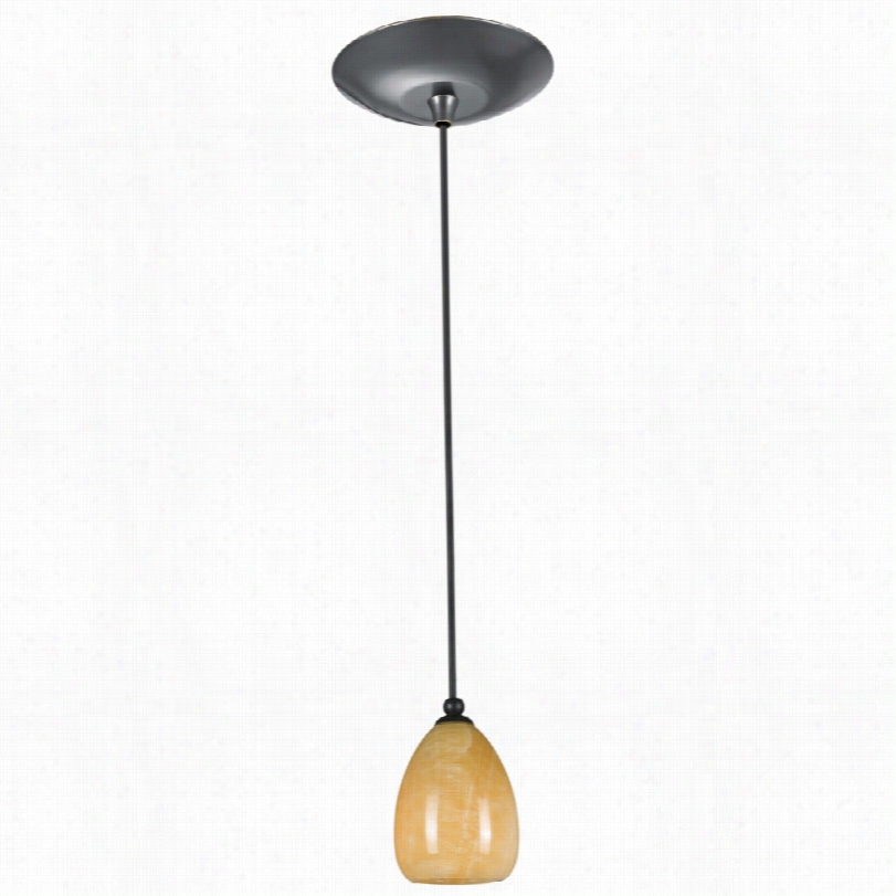 Contemporary Tan Nautral  Stone Contemoprary Dark Bronze Ini Pendant