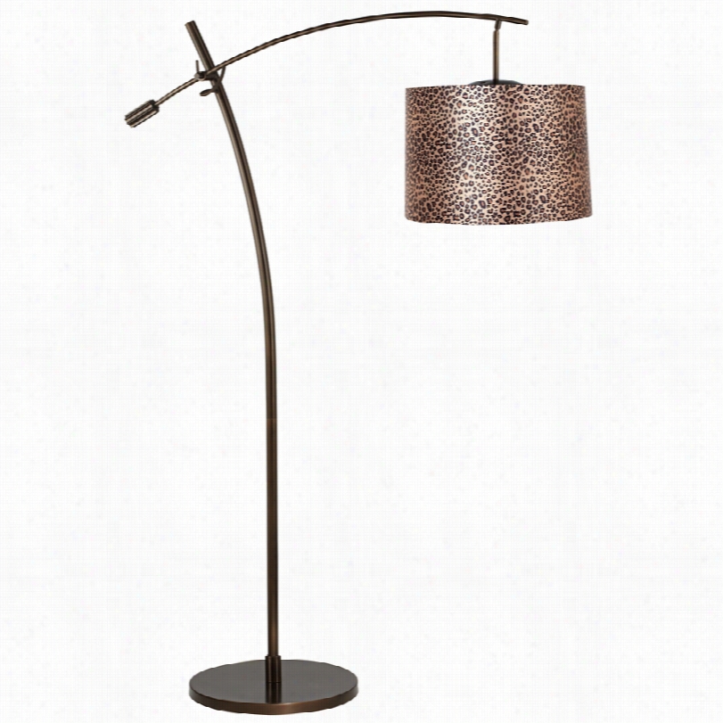 Contemporary Tara Bronze With Leoparc Print Ba Lance Arm Arc Floor Lamp