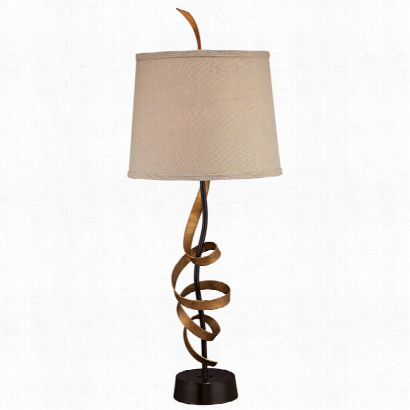 Contemporary Tenrdil Gold Metal Ribbon With Burlqp Shade Table Lamp