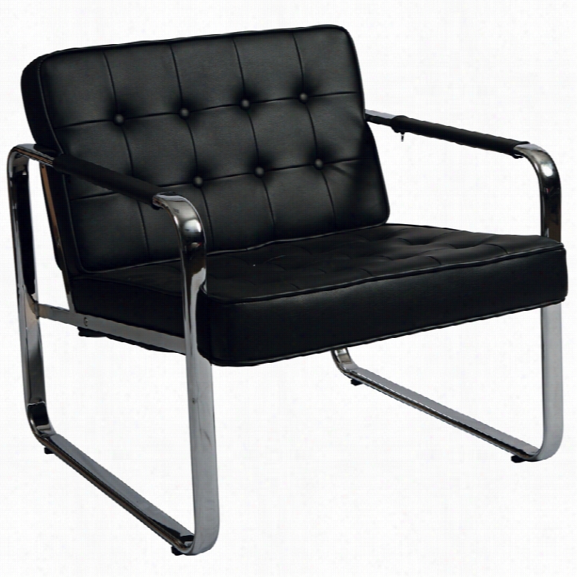 Contemporary Tibet Black And Chrome 30 3/4-inch-w Club Chair