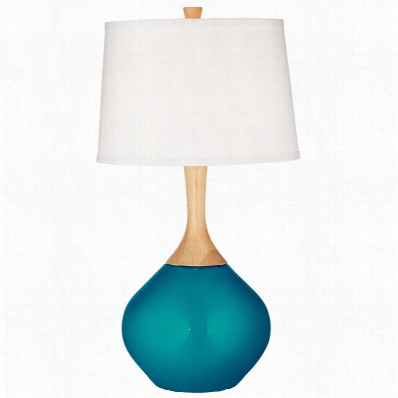 Contemporary Turquoise Blue Metallic Wexker 31-inch-h Table Lamp