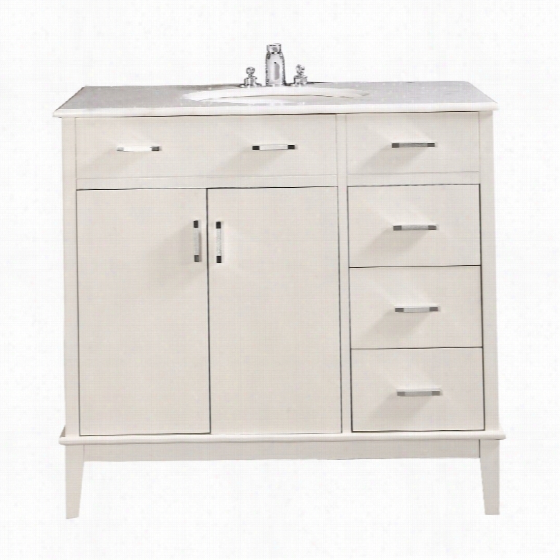 Contemporary Urban Loft White Marble 37-inch-ww Single Sink  Vanity