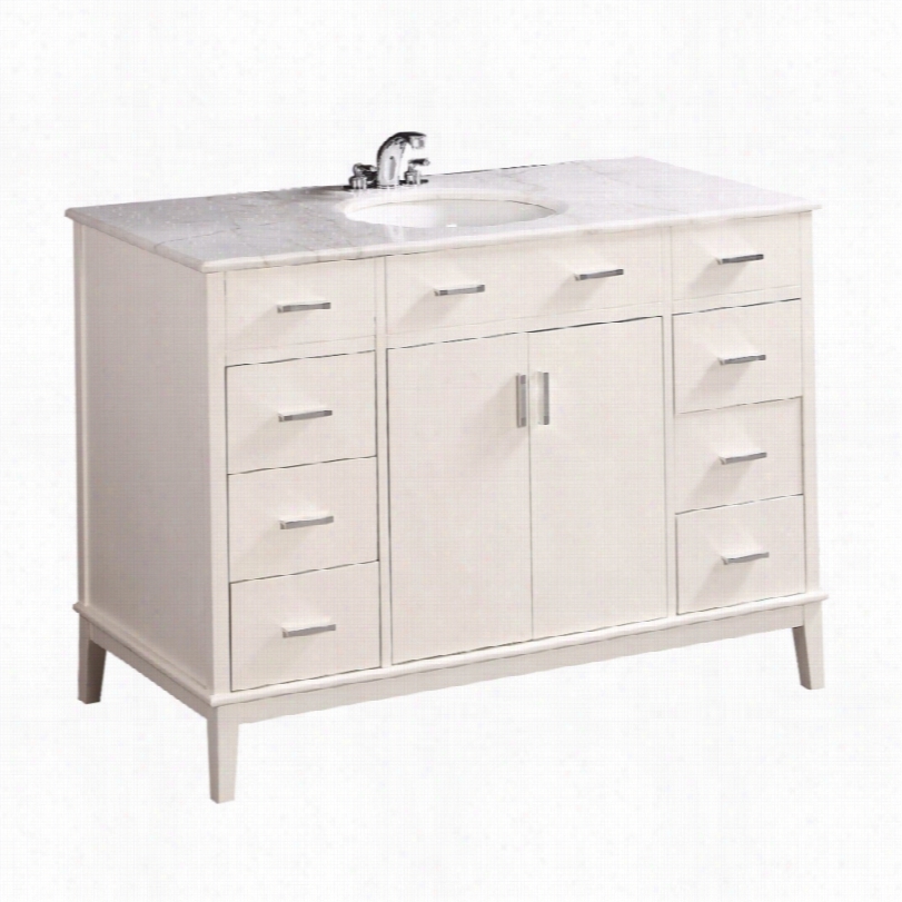 Contemporary Urban Loft White Marble Single Sink 48-inch-w Vanity