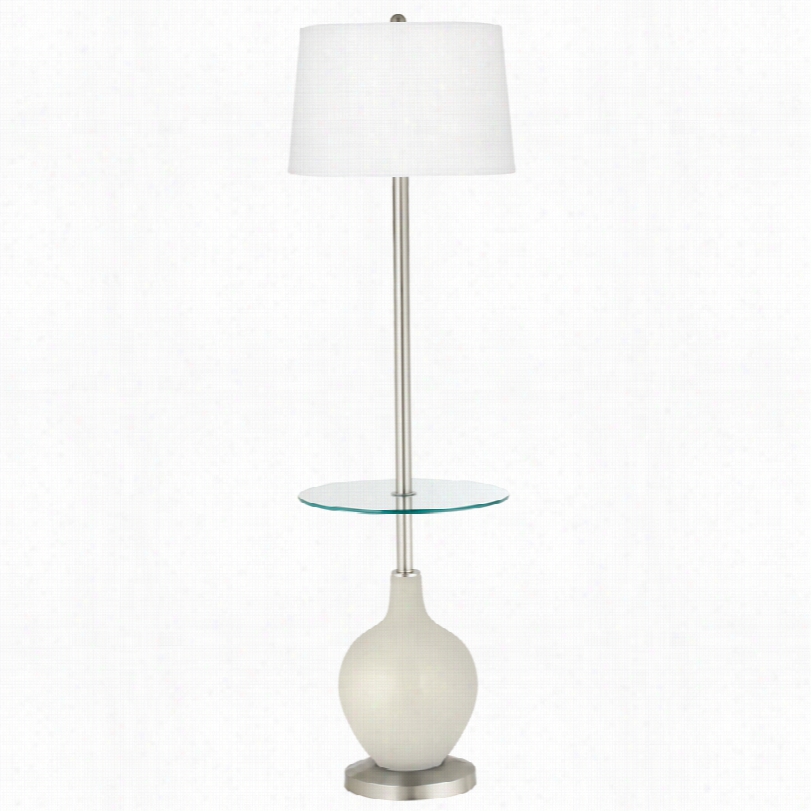 Contemporary Vanilla Metallic Waiter Table 59-inch-h Ovo Floor Lamp