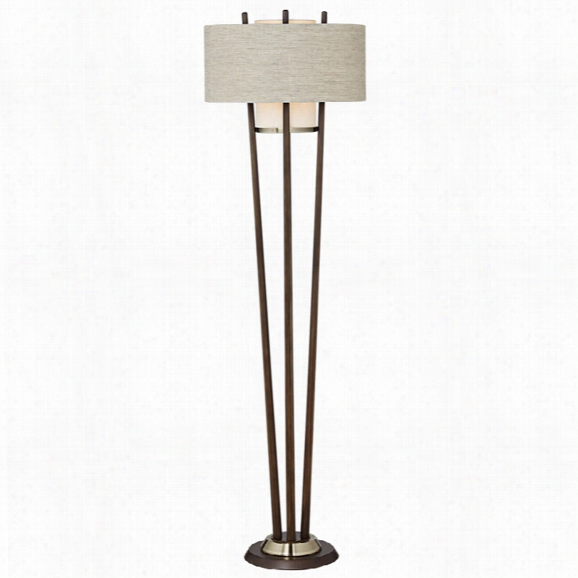 Contmeporary Veld Pecan And Weathered Brass 63-inch-h Nova Floor Lamp