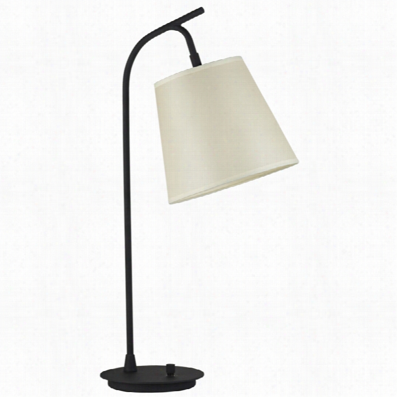 Contemporray Walker Black Modern Desk Lamp With Chamois Parchment Shadow