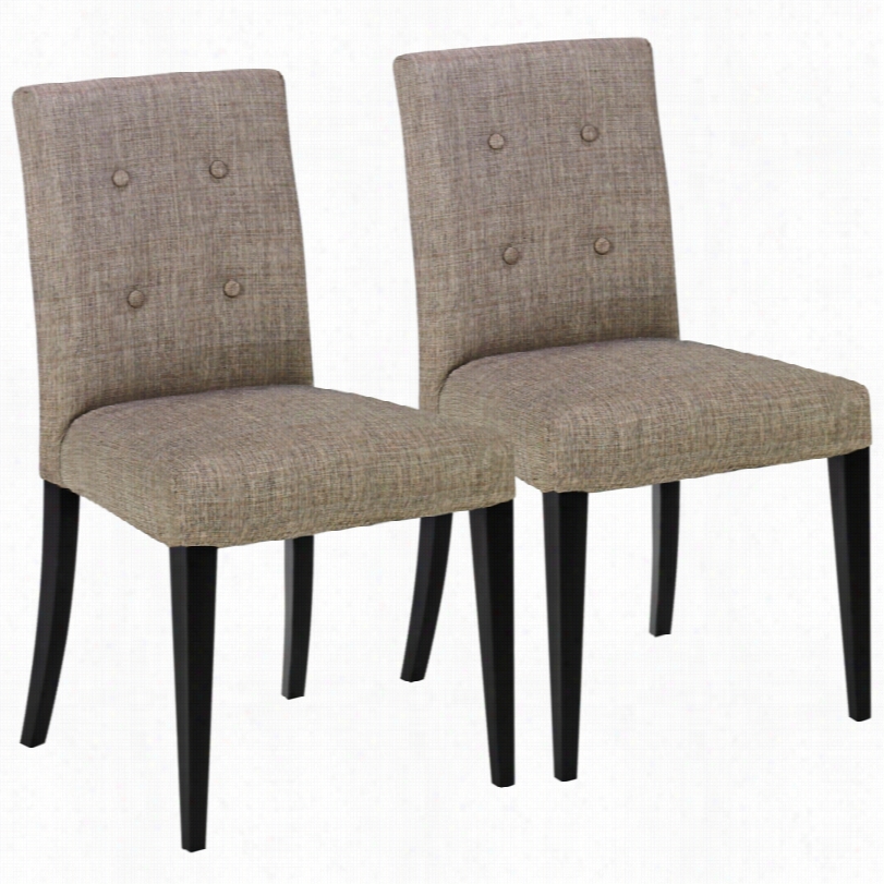 Contemporary Wall St. Tufted 2-piece Gray Contempprary Side Chairs