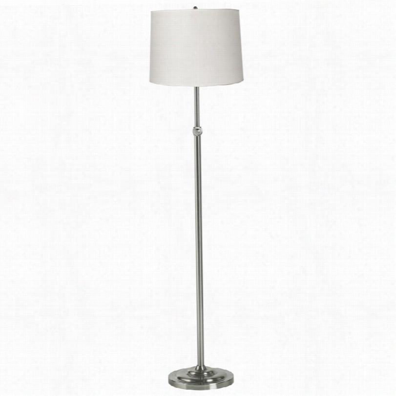 Cnotemporary White Drum Shade With Brushed Steel Floor Lamp