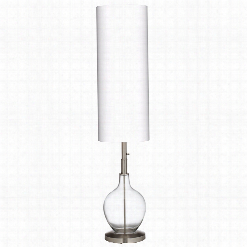 Contemporary White Linen  Shade Ovo Floor Lamp