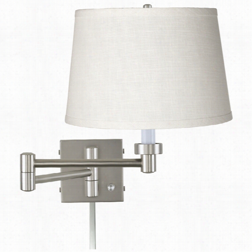 Contekporary White Linen Swing Arm Wall Lamp With Co Rd Cover