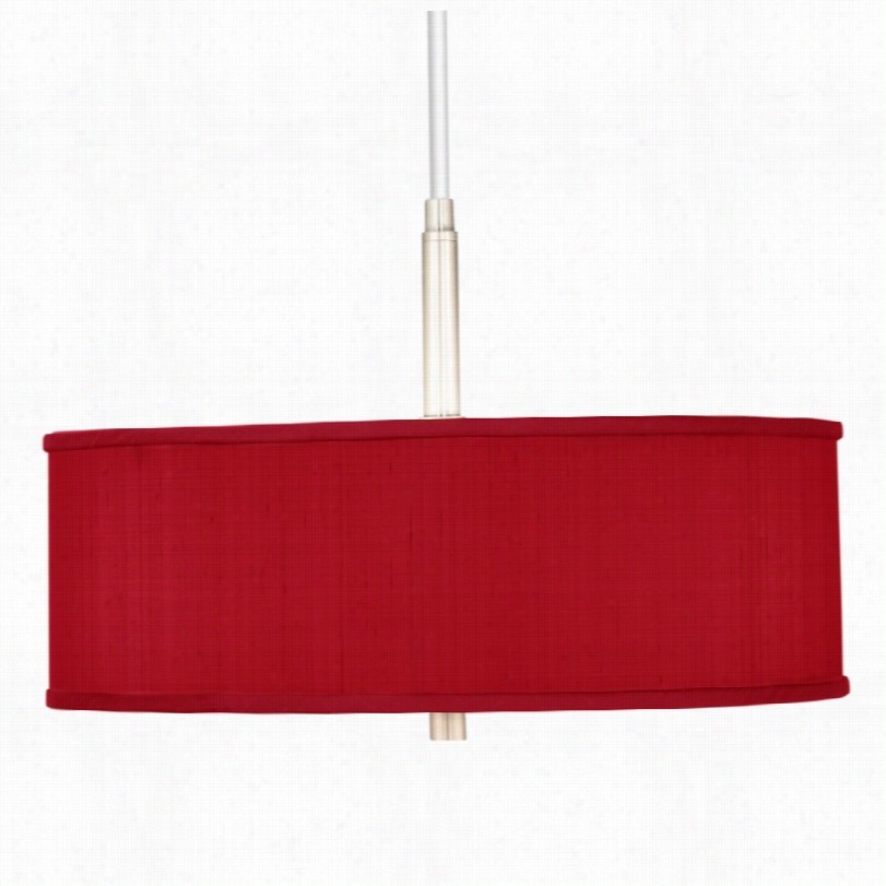 Contemporary Wh Ite With Chna Red Textured Silk Shade Pendant Chandelier