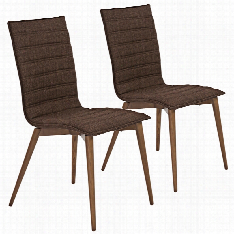 Contemporary Yoland Brown Fabric 35 1/2-inch-h Set Of 2 Modern Side Chair