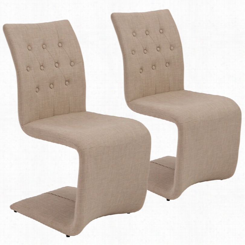 Cotemporary Zad Tan Fabric 37-inch-h Set Of 2 Mo Dern Side Chair