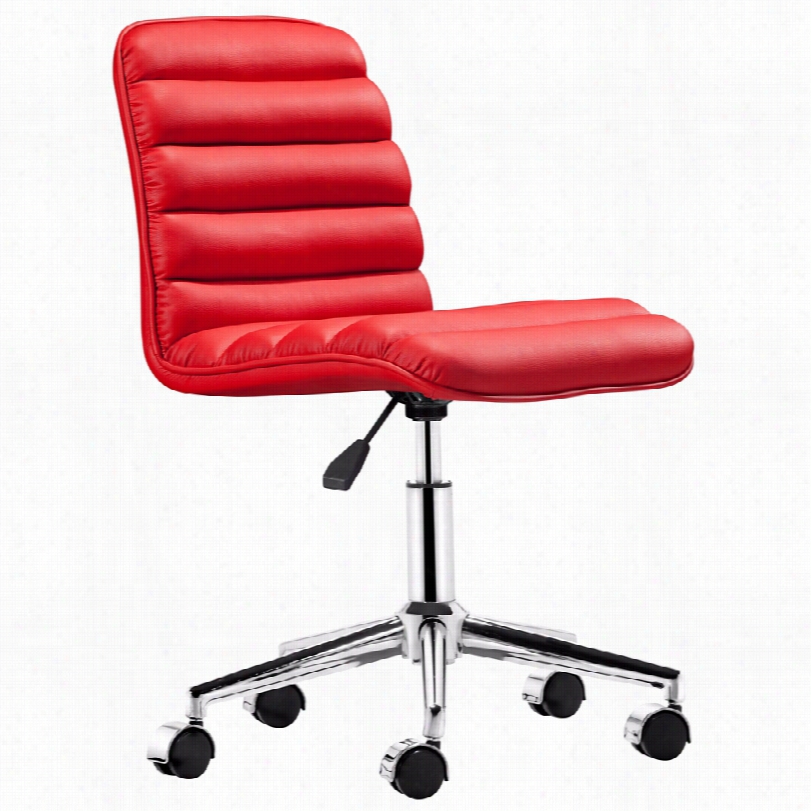 Conte Mporary Zuo Admire Red Chrome Modern Armless Office Chair