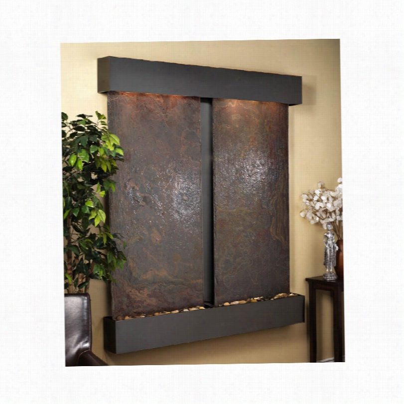 Cottonwood Falls Multicolor Slate Blaclened Wall Fountain