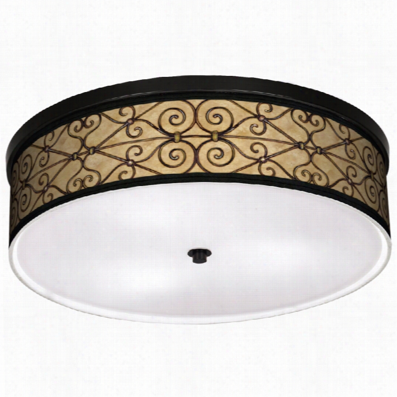 Traditional Treellis Hearts Bronze 20 1/4-inchh-w Flush Mount Ceiling Light