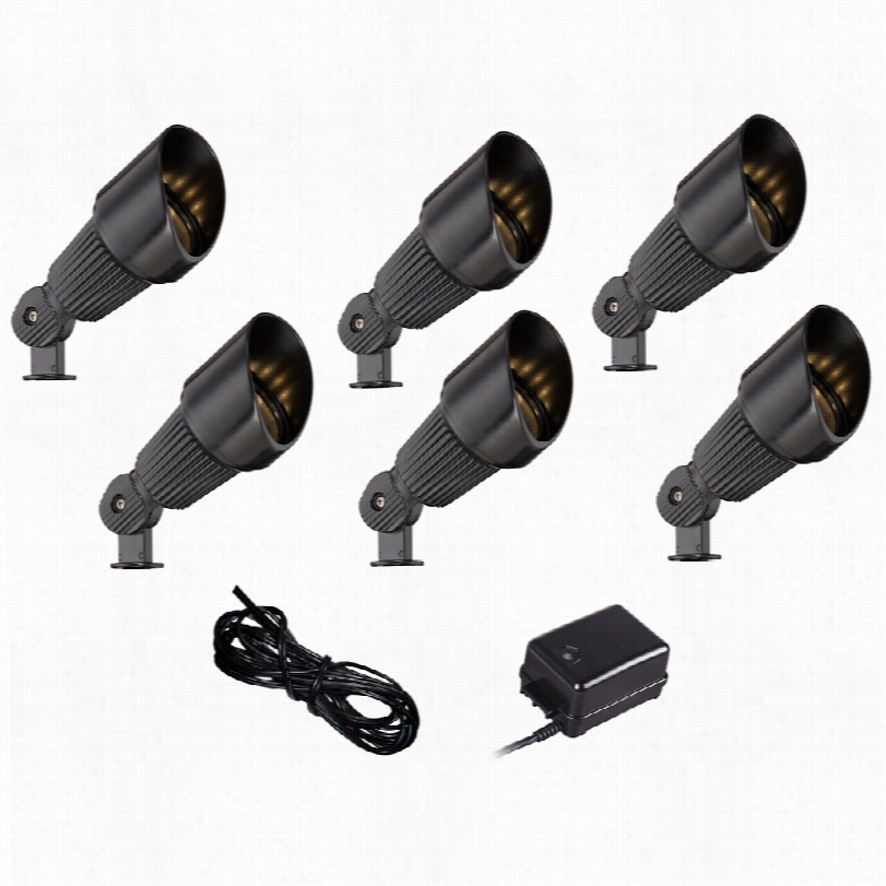 Transitional Black Spotlight Outdoor Ledd Landscape Lighting Set