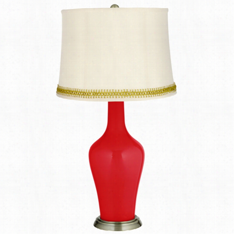 Transitioanl Bright Red An Ope Weave Snug 32 1/4-inch-h Anya Table Lamp