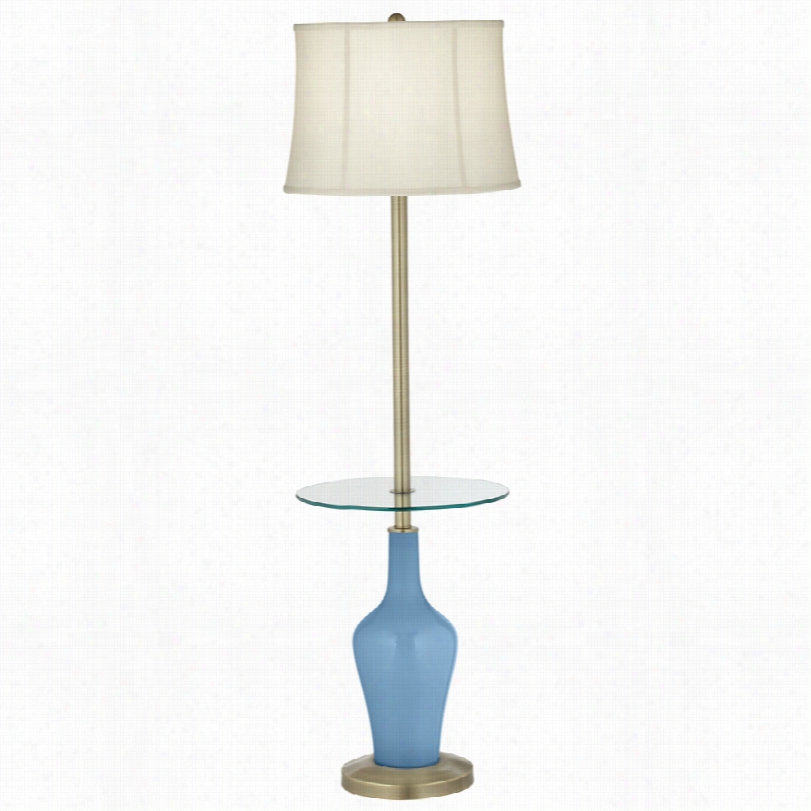 Transitional Color Plus␞ Dusk Blu Glass With Shade Floor Lamp