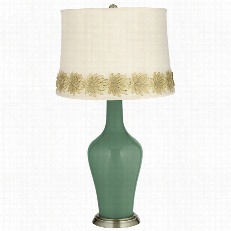 Transitional Comfrey And Flower Applique Trim Anya Table Lamp