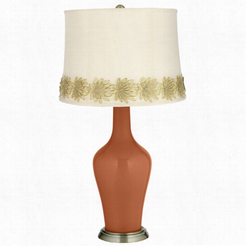 Transtiional Fawn Brown Assurance Anya Table Lamp Withf Lower Applique Trim