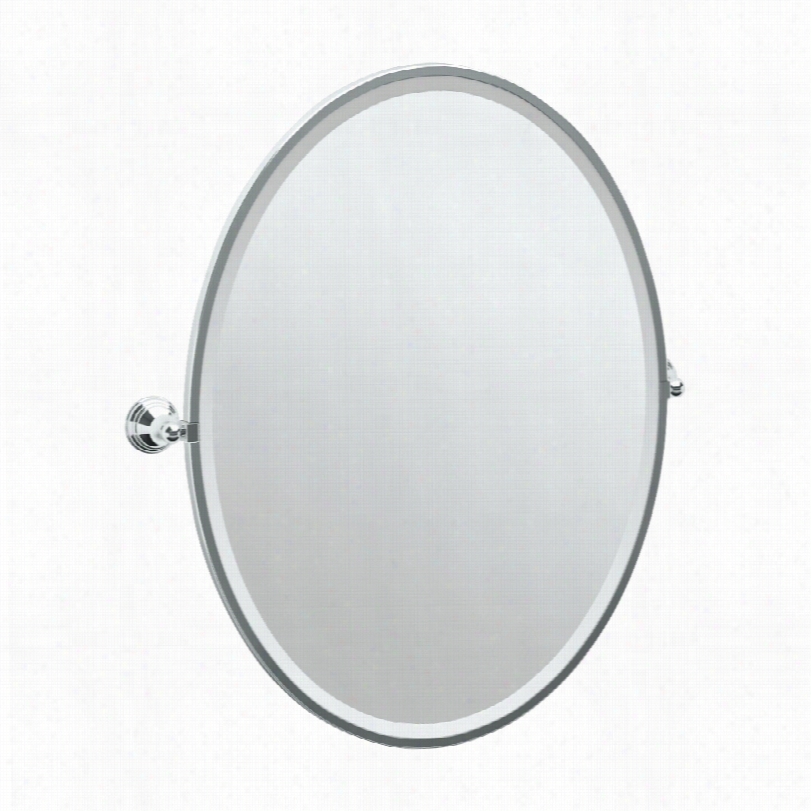 Transitional Gatco Charlotte Chrome Large Oval Wall Mirror-29x33