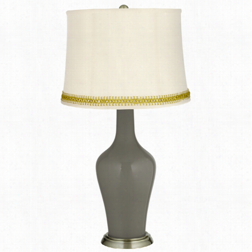 Transitional Gauntlet Gray-haired And Open Weave Trim Anya Tabl E Lamp