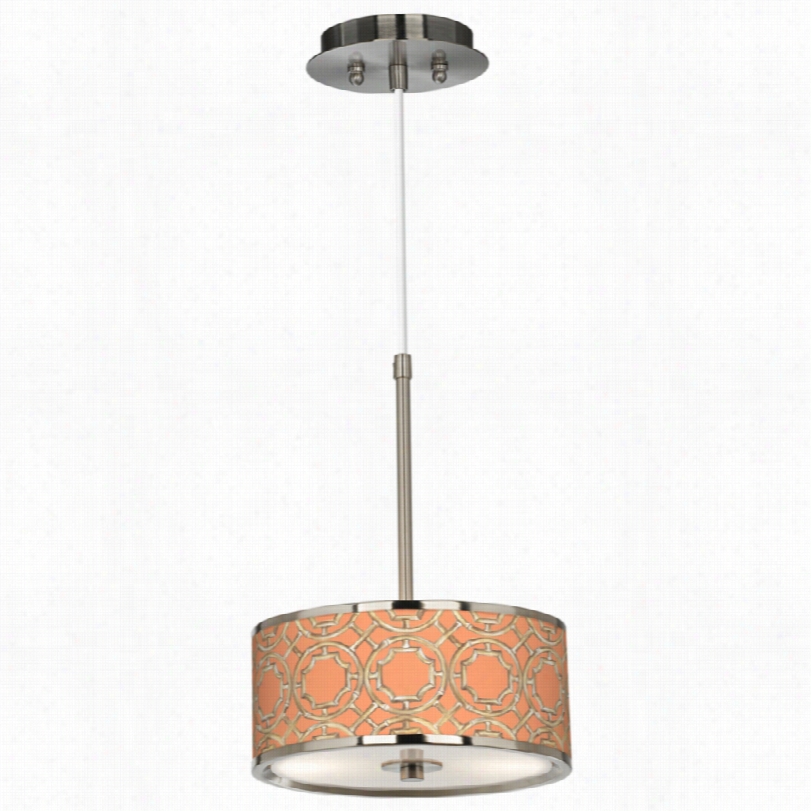 Transition Al Peach Bambo Trellis 10  14-inch-w Giclee Gow Pendant Light