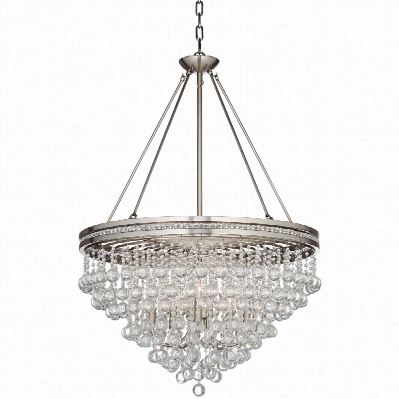 Transitional Regina Brushed Nickel 28-inch-w Crystalc Eiling Light