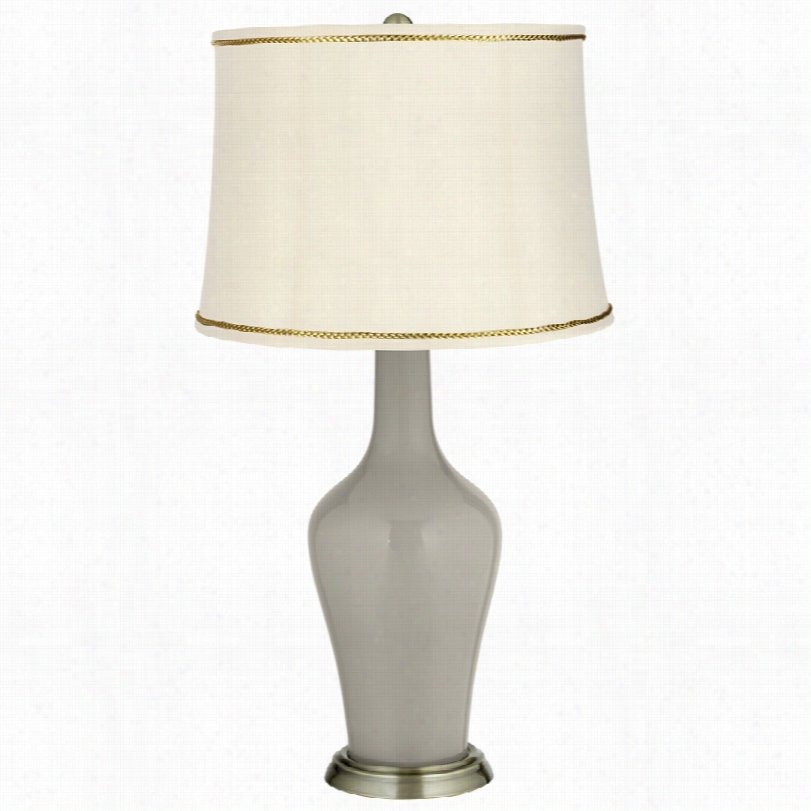 Tansitionalr Equisite Gray Br Ass Table Lamp With President's Braid Tirm