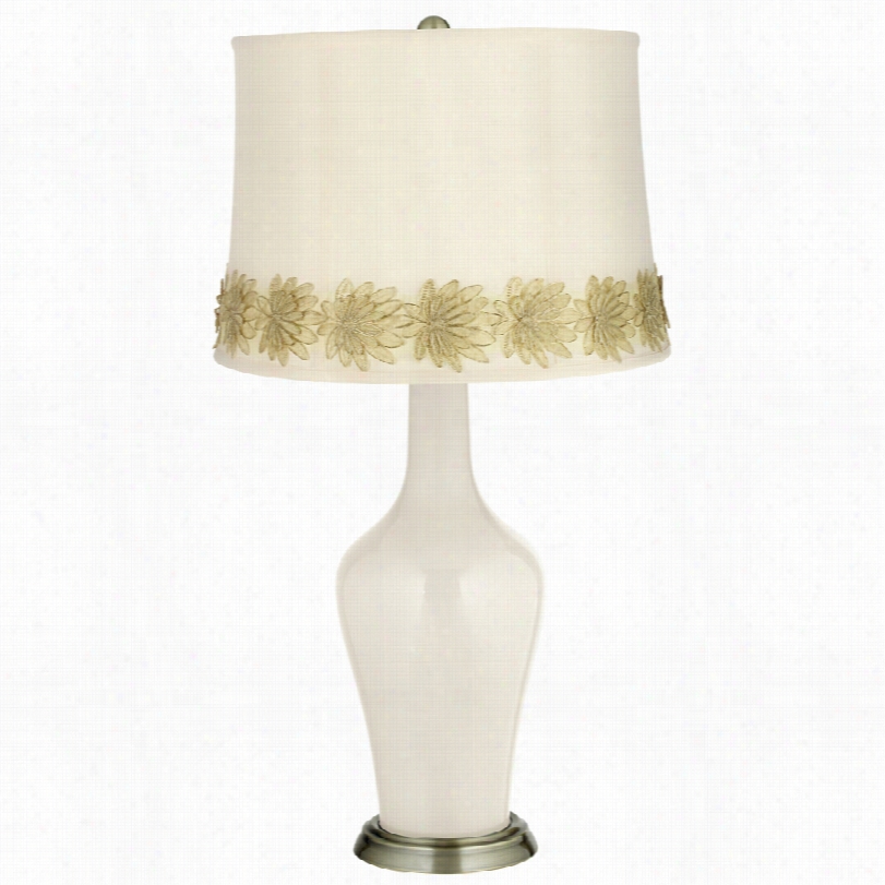 Transitional West Highland White And Flower Applique Trim Anya Table Lamp