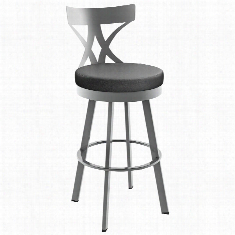 Contemporary Amisco Washington Magnetite Glossy Gray 30inch Bar Stool