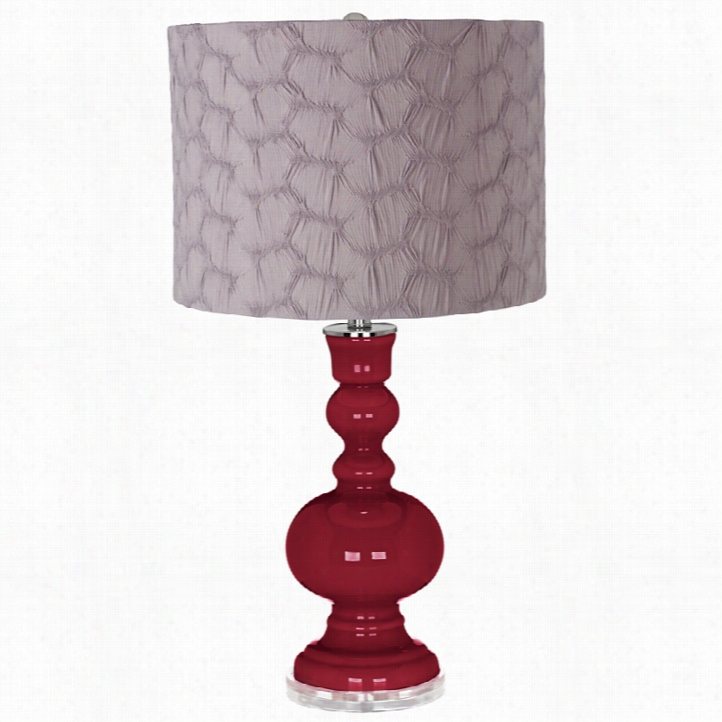 Contemporary Antique Red Pleated Gray Drum Shade 30-inch-h Table Lamp