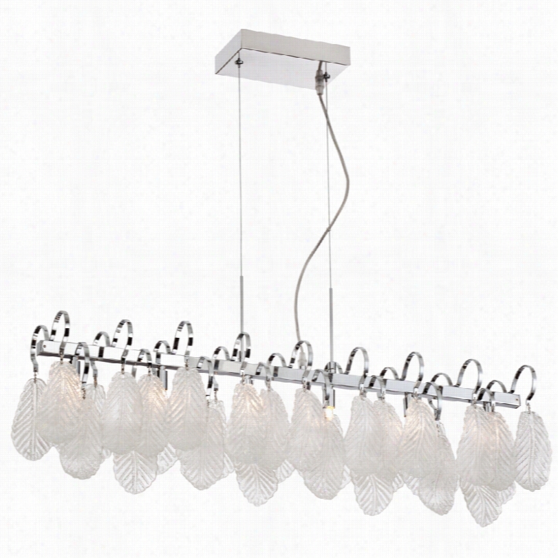 Contemporary Arin Chrome Contemporary Frosted Glsss Leaf Island Pendant