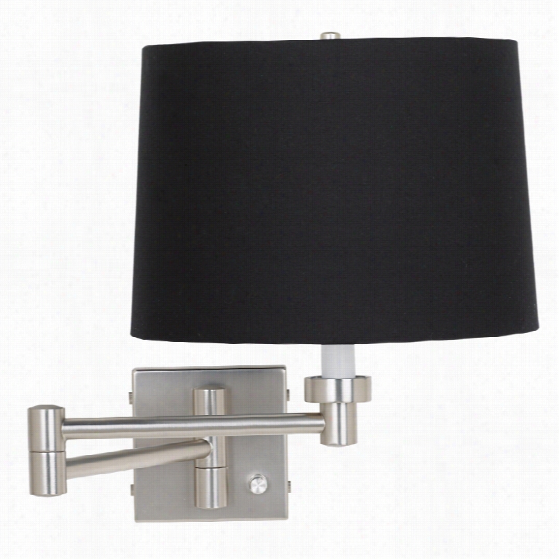 Contemporay Brushed Steel With Black Shade Plug-in Swing Arrm Wall Lamp