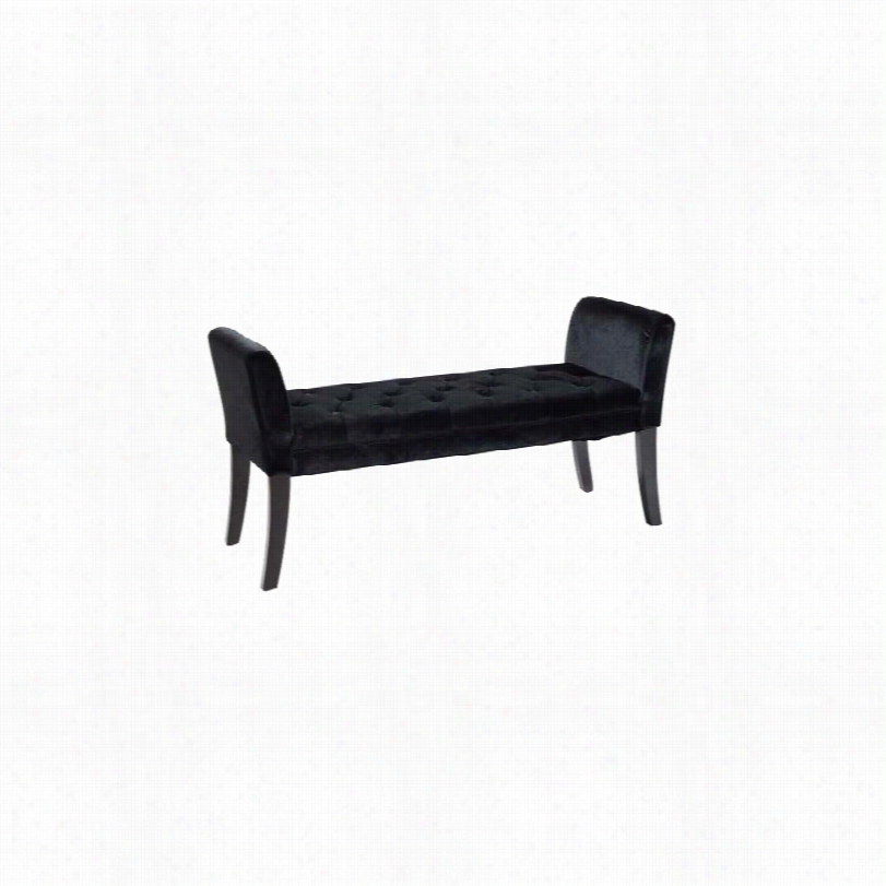 Contemporary Chatham Velvet Black Upholstered Tufted 53 1/4-inch-w Bench