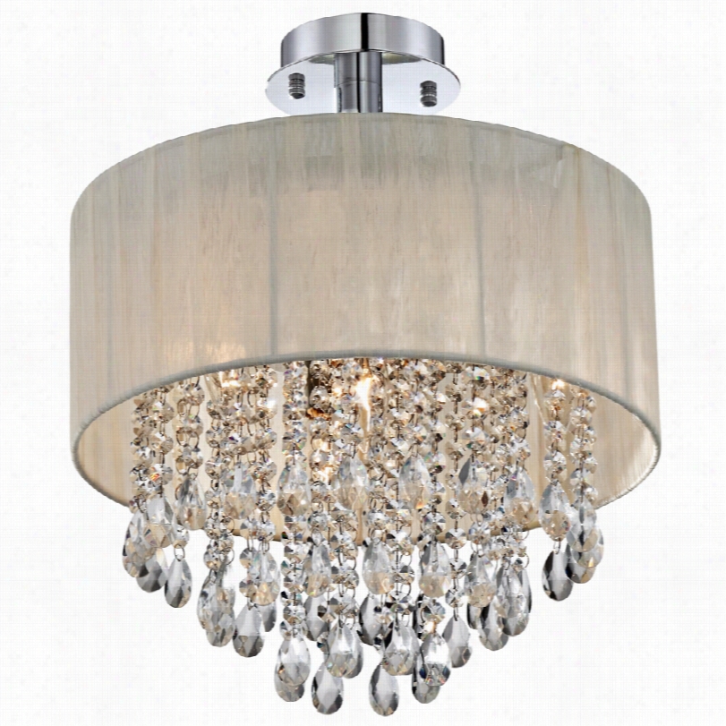 Contemporary Chrome Antiue Ivory Crystal Possini Euro Ceiling Lihgt