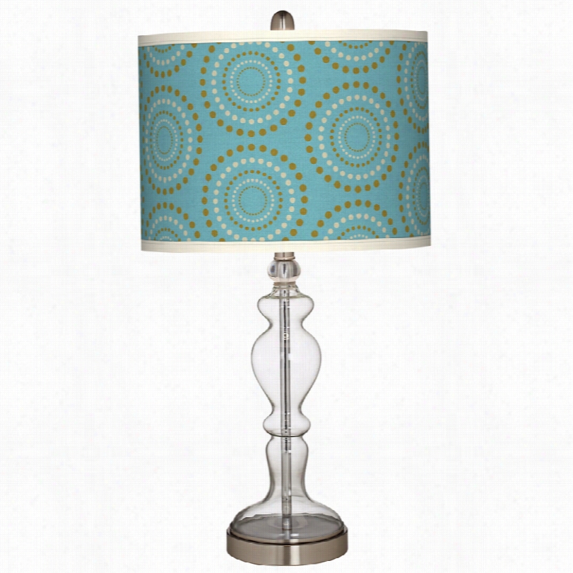 Contemporary Clear Glass Blue Calliope Linen Apothecary Table Lamp