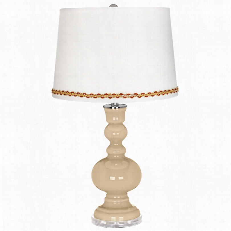 Contemporary Colonial Tan Apotecary Taable Lamp With Serpentine Trim