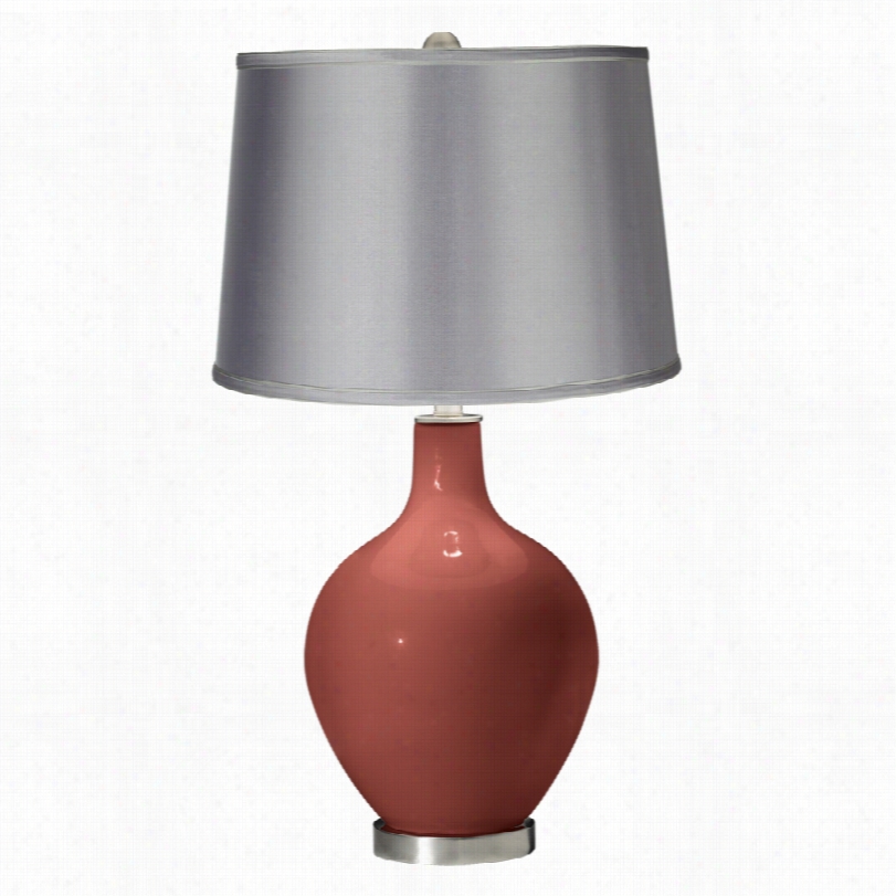 C0ntemporaey Color Plus Brick Paver Red With Buoyant Gray Ovo Table Lamp