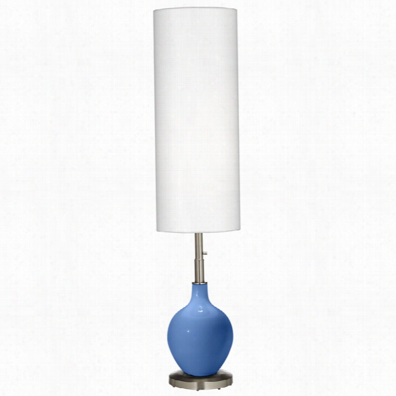 Contemporary Color Pllus Ovo Dazzle Blue With White Shade Floor Lamp