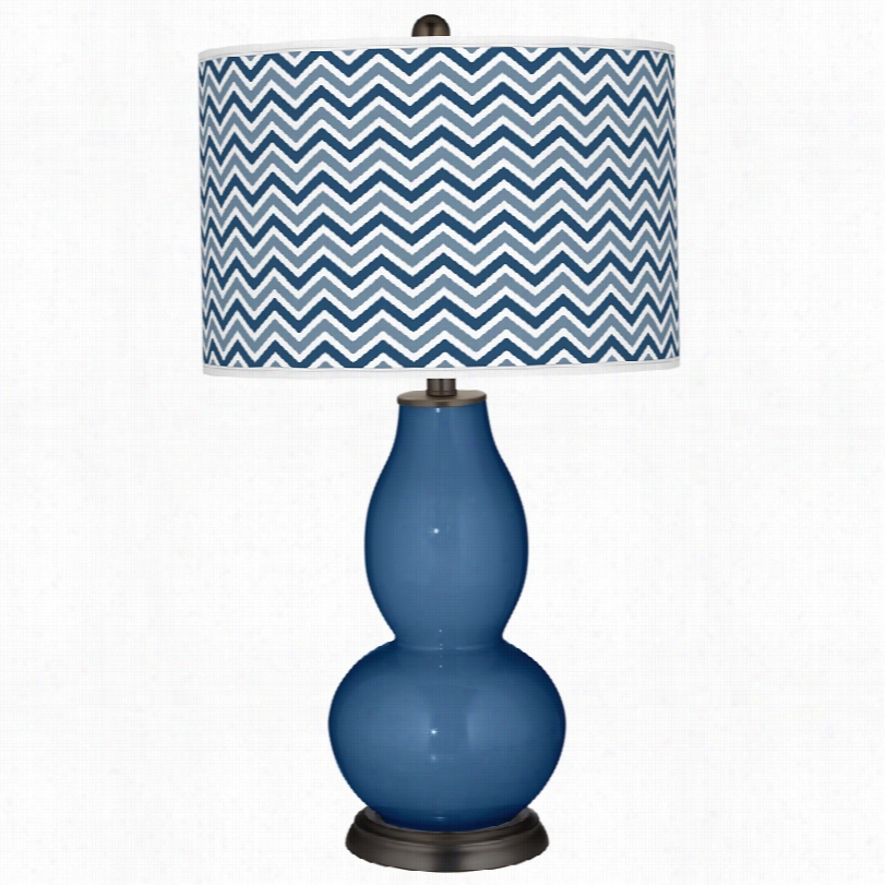Contemporary Color Plus Regat Ta Blue Zig Zag 29 1/2-inch-h Table Lamp